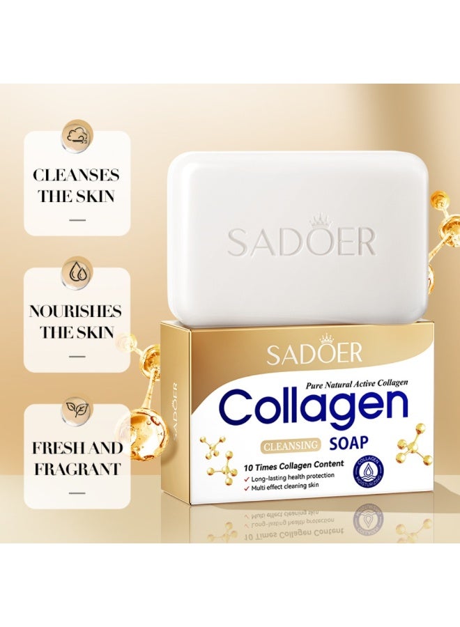 SADOER Collagen Soap for Face & Body 100G, Cleansing Soap with 10X Active Collagen for Moisturizing Hydrating Nourishing Smooth Skin, Cleansing Soap for Facial & Body use - Image 5
